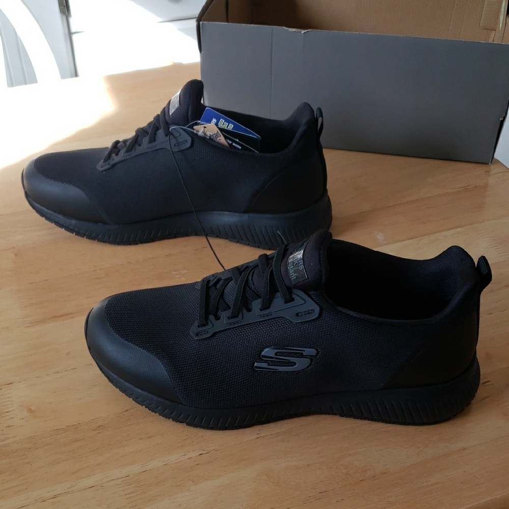 Women's Black Skechers Squad SR Work Shoes